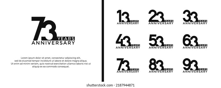 set of anniversary logo black color on white background for celebration moment