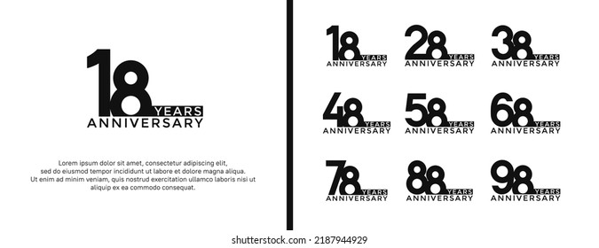 set of anniversary logo black color on white background for celebration moment