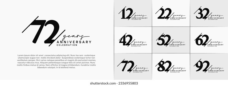 set of anniversary logo with black color can be use for celebration