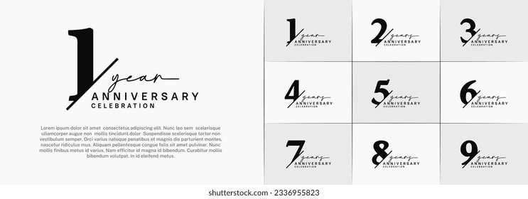 set of anniversary logo with black color can be use for celebration