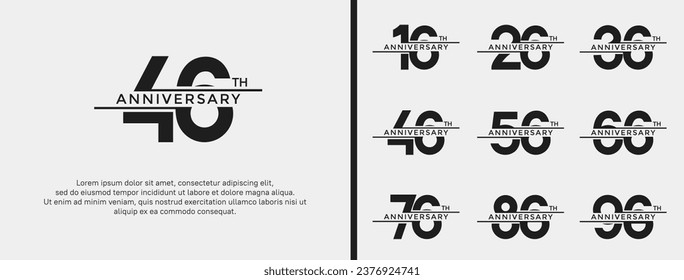 set of anniversary logo black color on white background for celebration moment