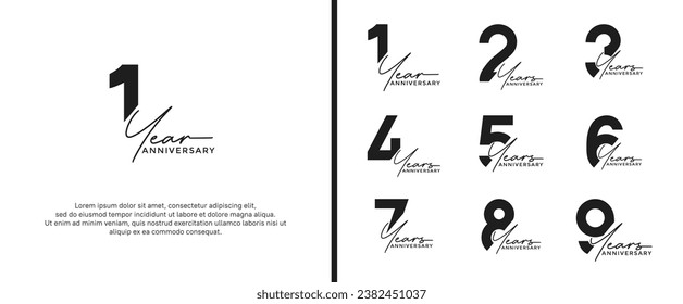 set of anniversary logo black color on white background for celebration moment