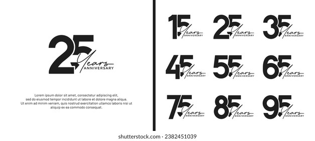 set of anniversary logo black color on white background for celebration moment