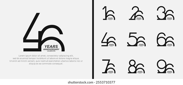 set of anniversary logo black color on white background for celebration moment