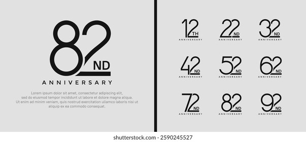 set of anniversary logo black color on white background for celebration moment