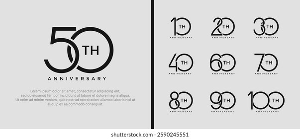 set of anniversary logo black color on white background for celebration moment