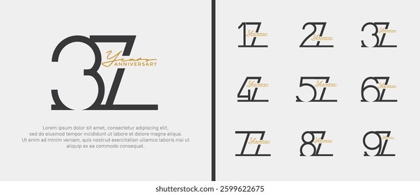 set of anniversary logo black color on white background for celebration moment