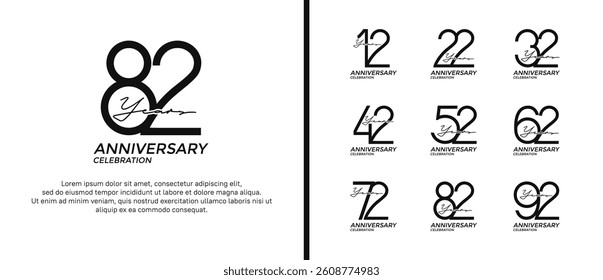 set of anniversary logo black color on white background for celebration moment