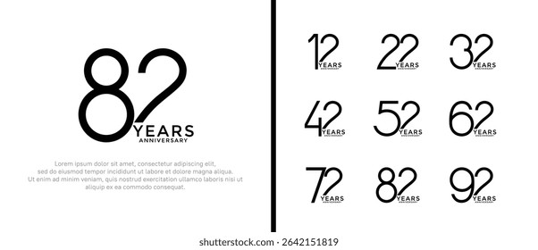 set of anniversary logo black color on white background for celebration moment