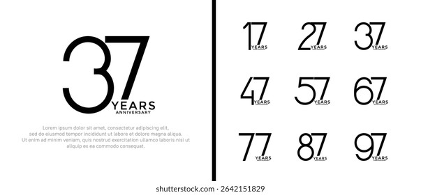 set of anniversary logo black color on white background for celebration moment