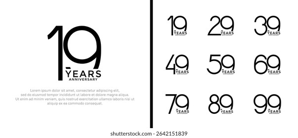 set of anniversary logo black color on white background for celebration moment