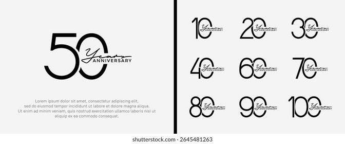 set of anniversary logo black color on white background for celebration moment