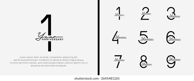 set of anniversary logo black color on white background for celebration moment