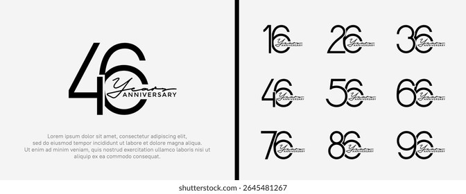 set of anniversary logo black color on white background for celebration moment