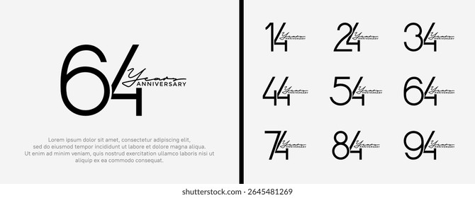 set of anniversary logo black color on white background for celebration moment