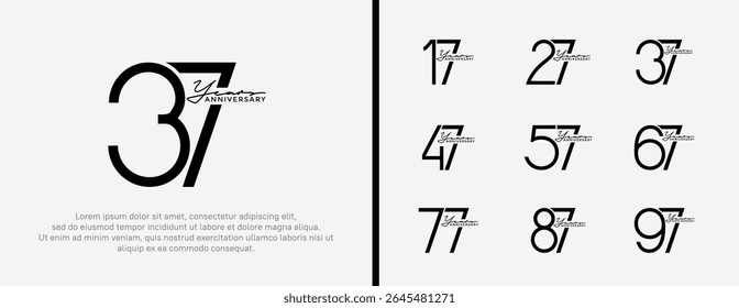 set of anniversary logo black color on white background for celebration moment