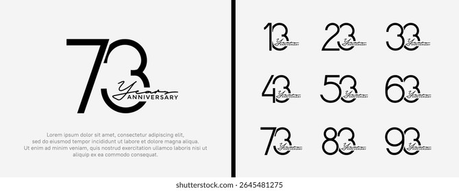 set of anniversary logo black color on white background for celebration moment