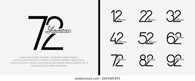 set of anniversary logo black color on white background for celebration moment