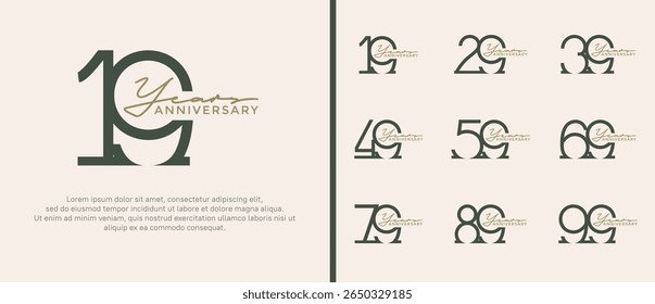 set of anniversary logo black color on white background for celebration moment