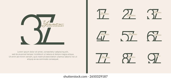 set of anniversary logo black color on white background for celebration moment