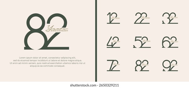 set of anniversary logo black color on white background for celebration moment