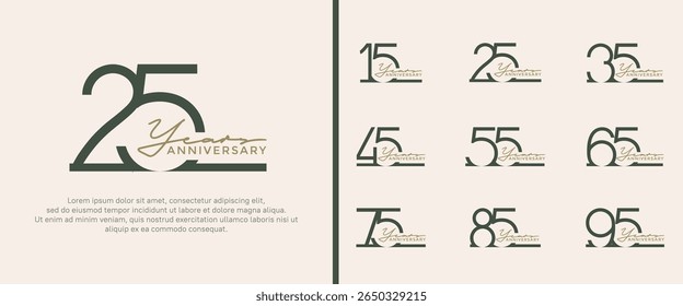 set of anniversary logo black color on white background for celebration moment