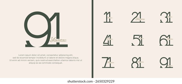 set of anniversary logo black color on white background for celebration moment