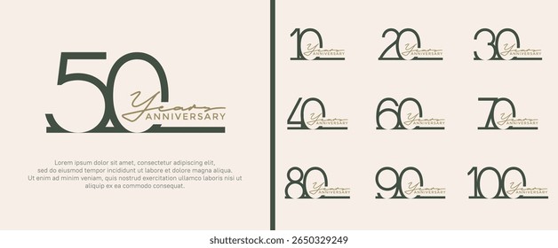 set of anniversary logo black color on white background for celebration moment