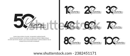 set of anniversary logo black color on white background for celebration moment