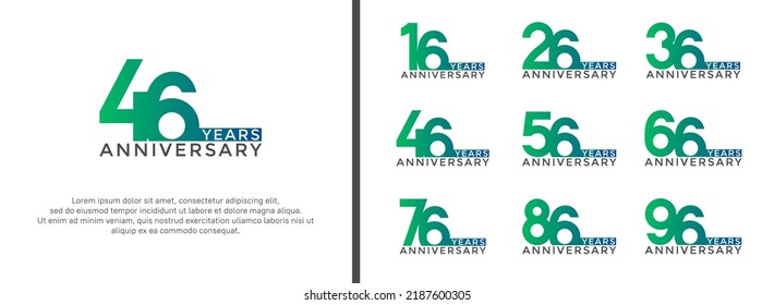 set of anniversary logo black and green color on green background for celebration moment