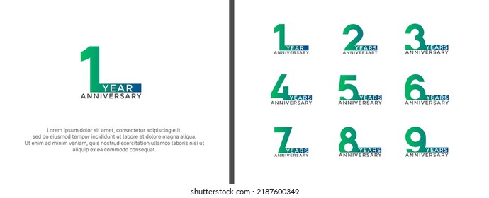 set of anniversary logo black and green color on green background for celebration moment