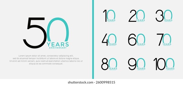 set of anniversary logo black and green color on white background for celebration moment