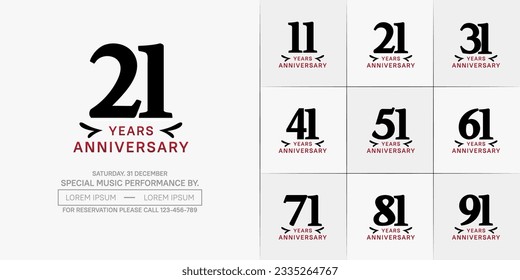 set of anniversary logo with black number on white background can be use for celebration