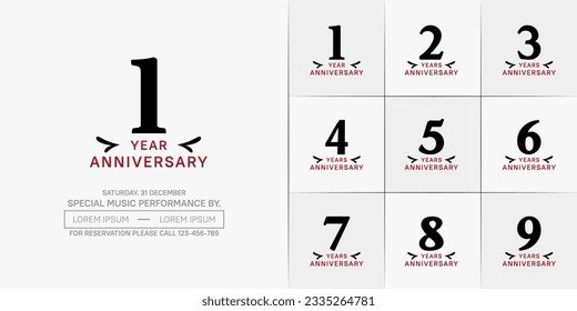 set of anniversary logo with black number on white background can be use for celebration