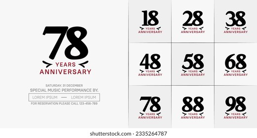 set of anniversary logo with black number on white background can be use for celebration