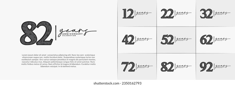 set of anniversary logo with black number on white background can be use for celebration
