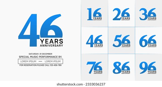 set of anniversary logo with blue and black number on white background can be use for celebration