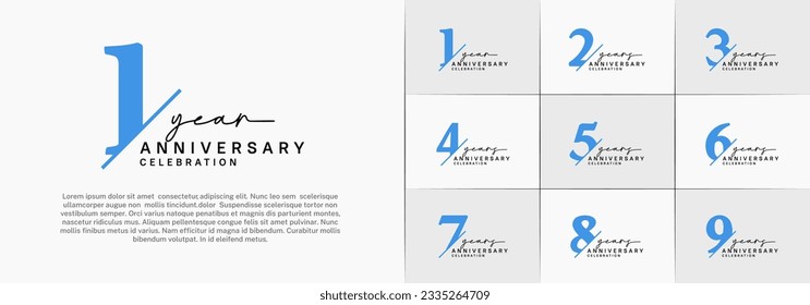 set of anniversary logo with blue and black color can be use for celebration