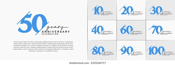 set of anniversary logo with blue and black color can be use for celebration