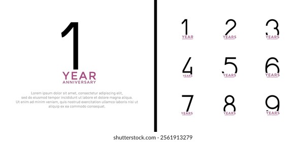 set of anniversary logo blue and black color on white background for celebration moment