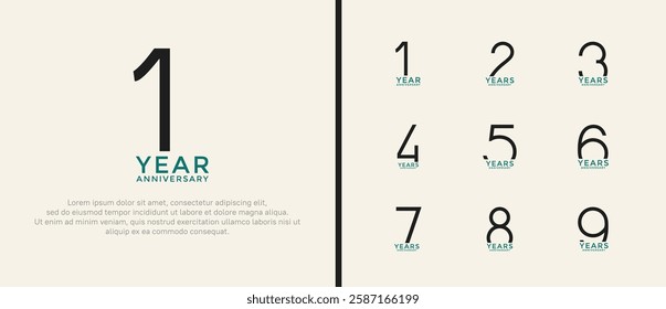 set of anniversary logo blue and black color on white background for celebration moment