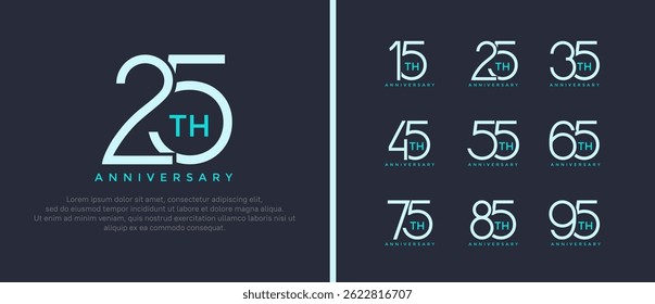 set of anniversary logo blue color on blue background for celebration moment