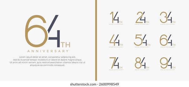 set of anniversary logo brown and black color on white background for celebration moment