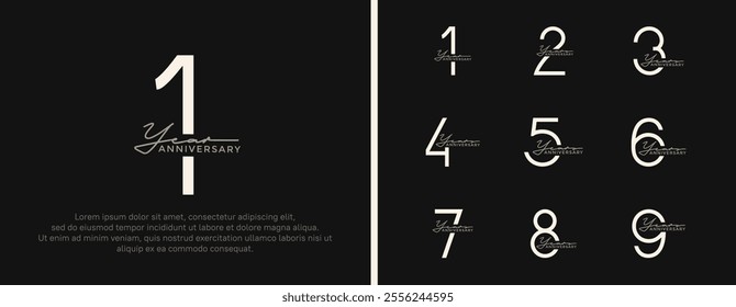 set of anniversary logo brown color on black background for celebration moment