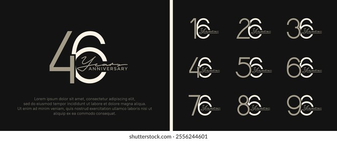 set of anniversary logo brown color on black background for celebration moment