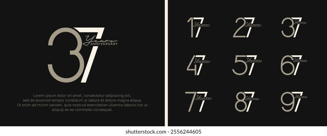 set of anniversary logo brown color on black background for celebration moment