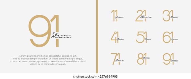 set of anniversary logo brown color on white background for celebration moment