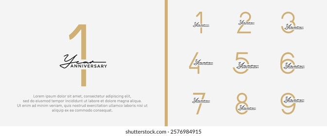 set of anniversary logo brown color on white background for celebration moment