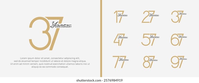 set of anniversary logo brown color on white background for celebration moment