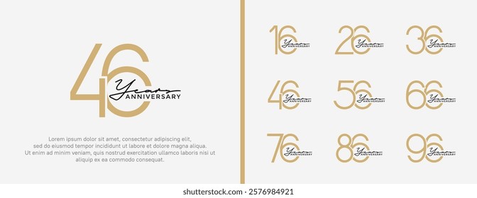 set of anniversary logo brown color on white background for celebration moment